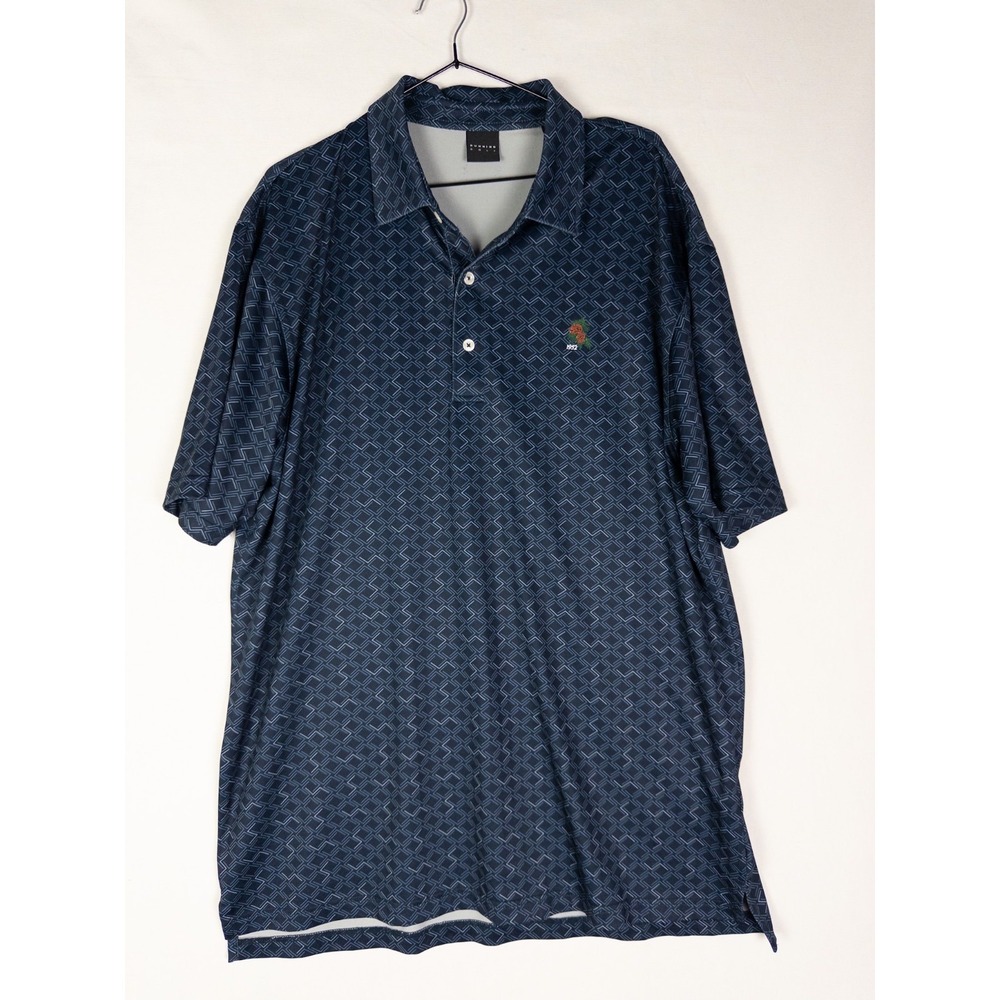 Dunning Golf Polo Shirt Mens XL Navy Zig Zag Performance Golf Course‎ Logo
